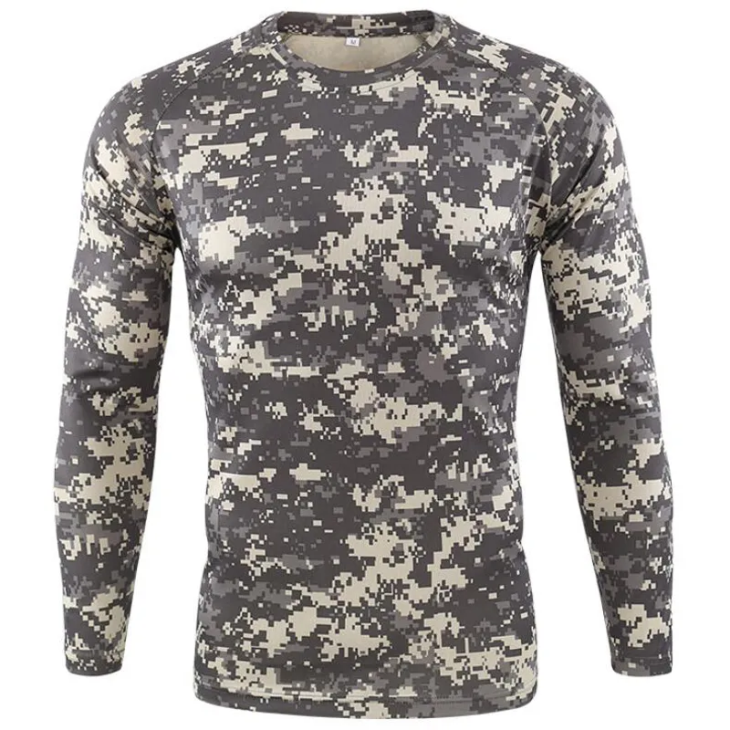 Quick Drying Long Sleeve T-shirt Men Autumn Outdoor Bike Running Fitness Mountaineering Bicycle Round Neck Camouflage T Shirts 220325