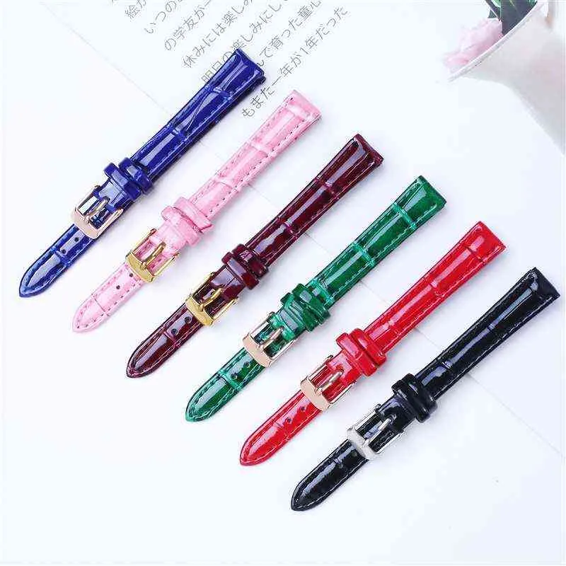 Soft Shiny h Strap 12mm 14mm 16mm 18mm 20mm 22mm Leather Women Parts Genuine Band Part Purple Green Blue Wine G220420