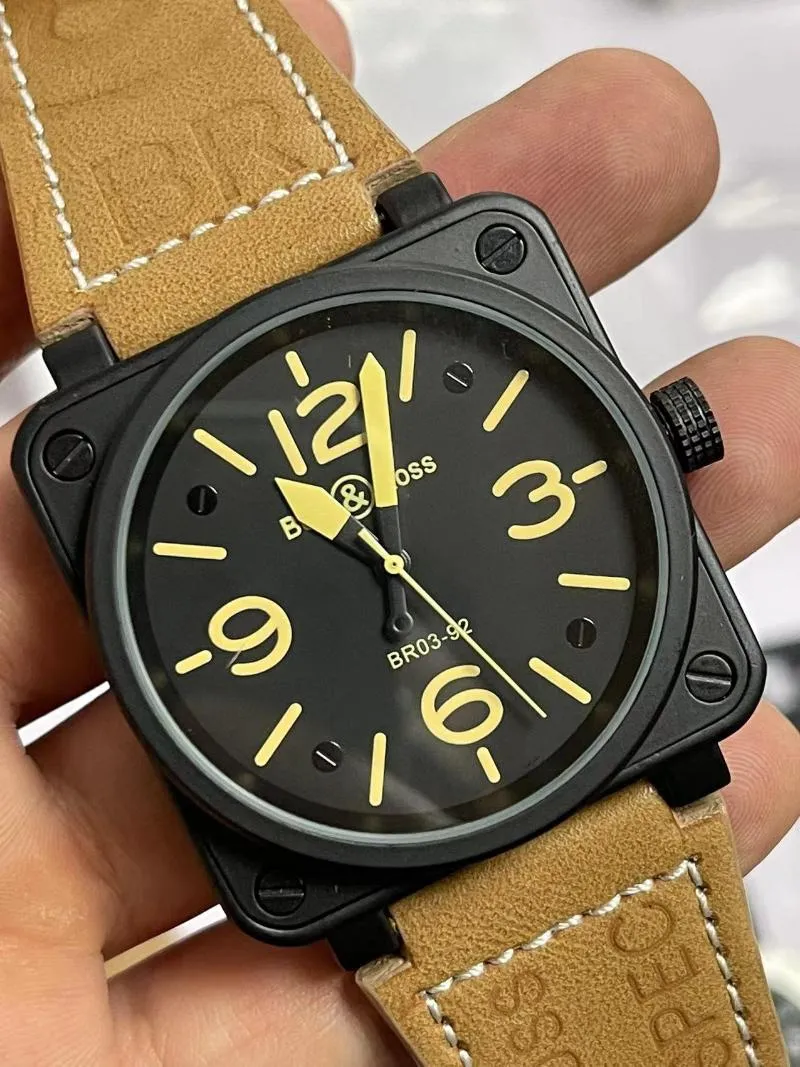 Wristwatches Men Automatic Mechanical Watch Bell Brown Leather Black Ross RubberWristwatches WristwatchesWristwatches303h