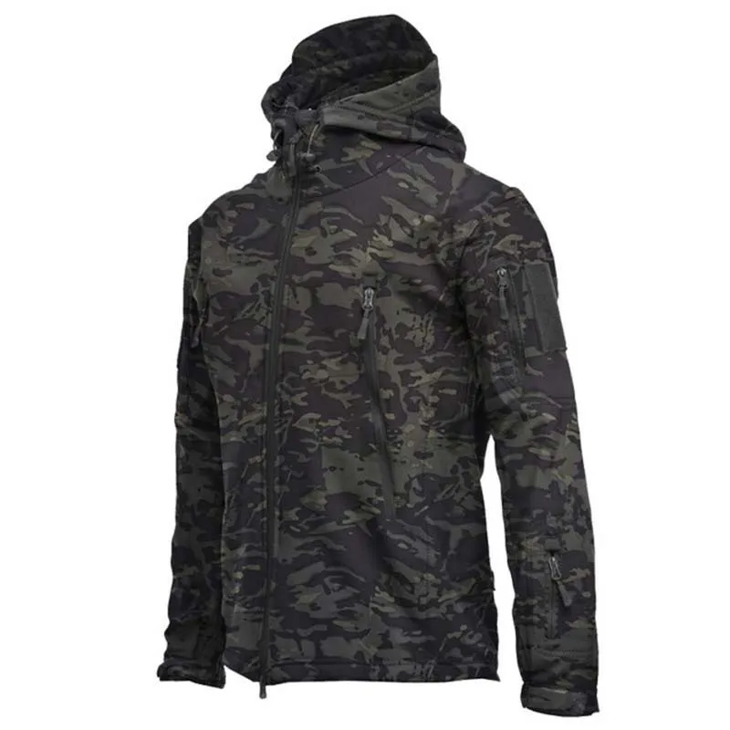 카모 전술 재킷 남자 상어 피부 피부 소프트 쉘 바람 방수 방수 후드 폭격 바이버 코트 남성 군사 SWAT 전투 미 육군 재킷 220816