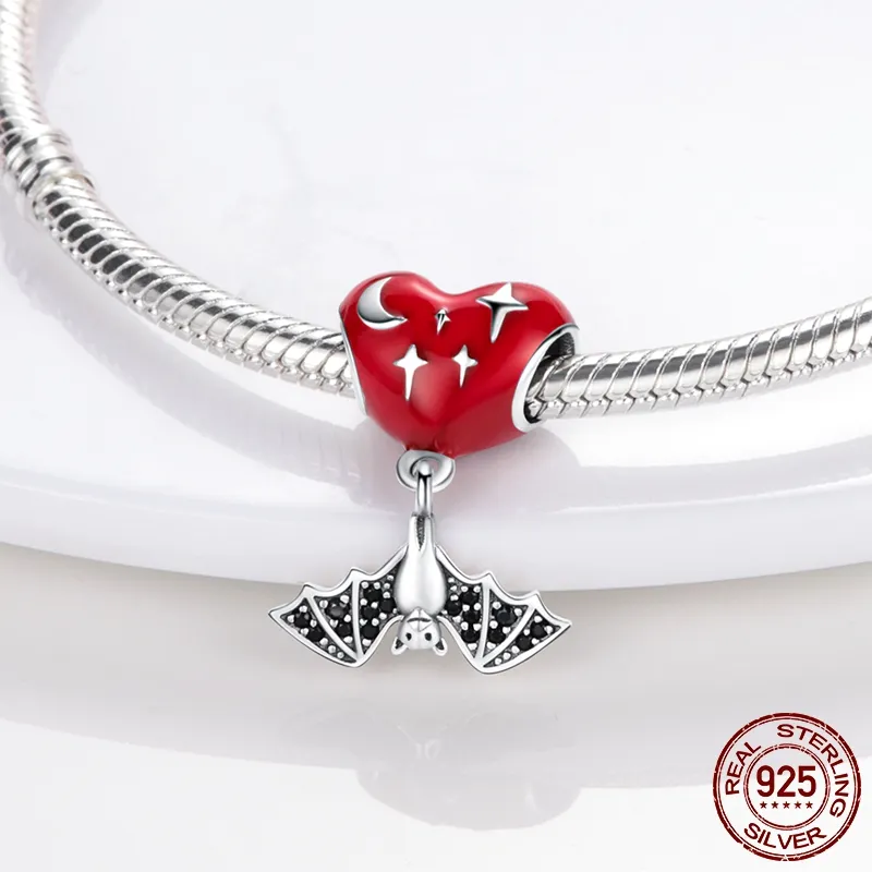 925 Srebrny urok koralika Fit Pandora Charms Bransoletka CZ Miłość mama w sercu kształt charmes ciondoli DIY drobne biżuteria