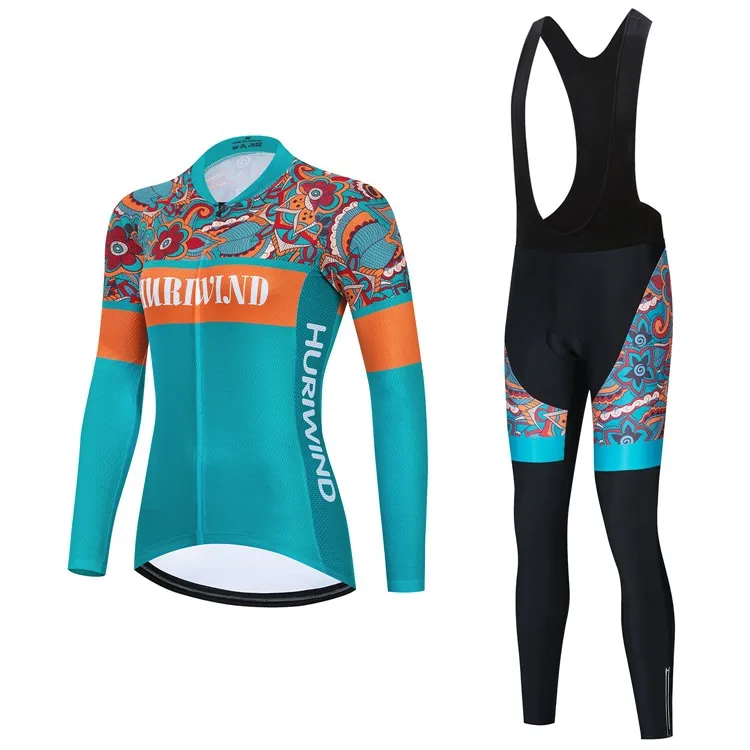 2023 Pro Women Winter Cycling Jersey Set Long Sleeve Mountain Bike Cycling Clothing Breathable MTB Bicycle Clothes Wear Suit B17184F