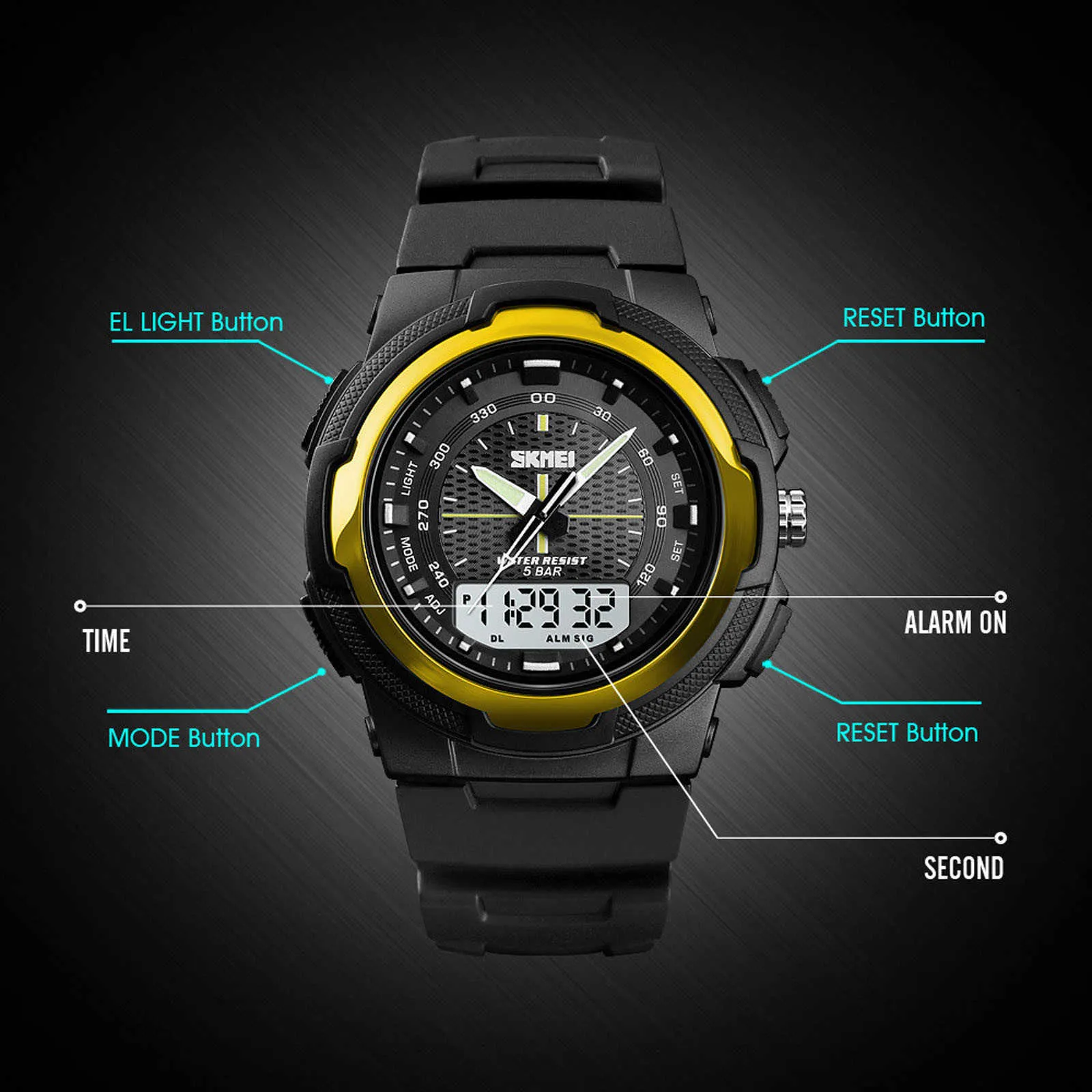 Orologio sportivo LED luminoso digitale uomo Quadrante in plastica 50M Orologio da polso impermeabile Montre Hombres Hour Reloj Boy Clock Regali