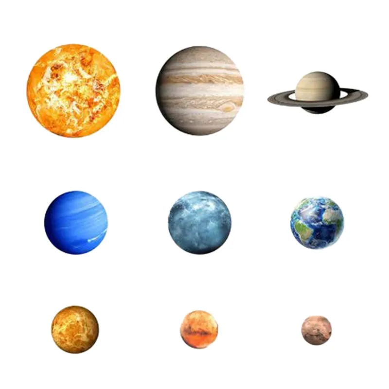 9 pièces/ensemble 9 planète système solaire mur Fluorescent bâton l'univers planète galaxie enfants chambre chambre lumineuse Stickers muraux 220613