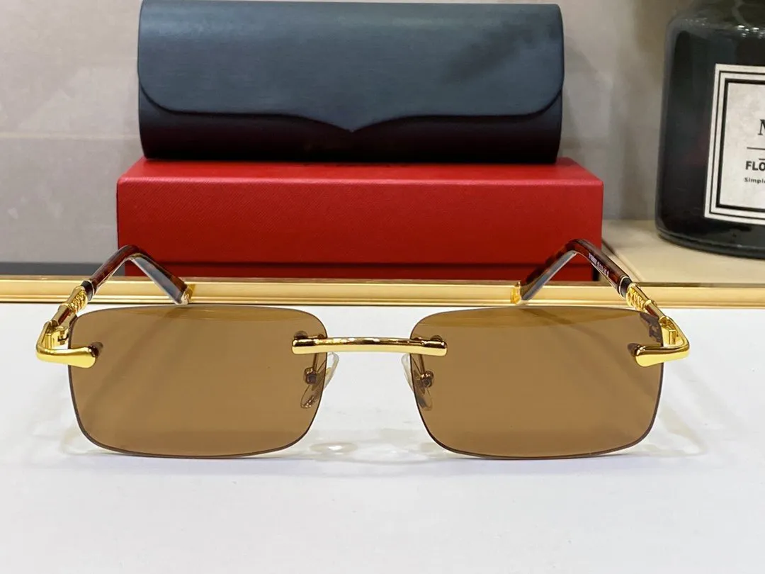 Armações ópticas sem aro ouro prata metal quadro óculos lente clara retângulo óculos para homem unisex designer óculos feminino na moda 266u