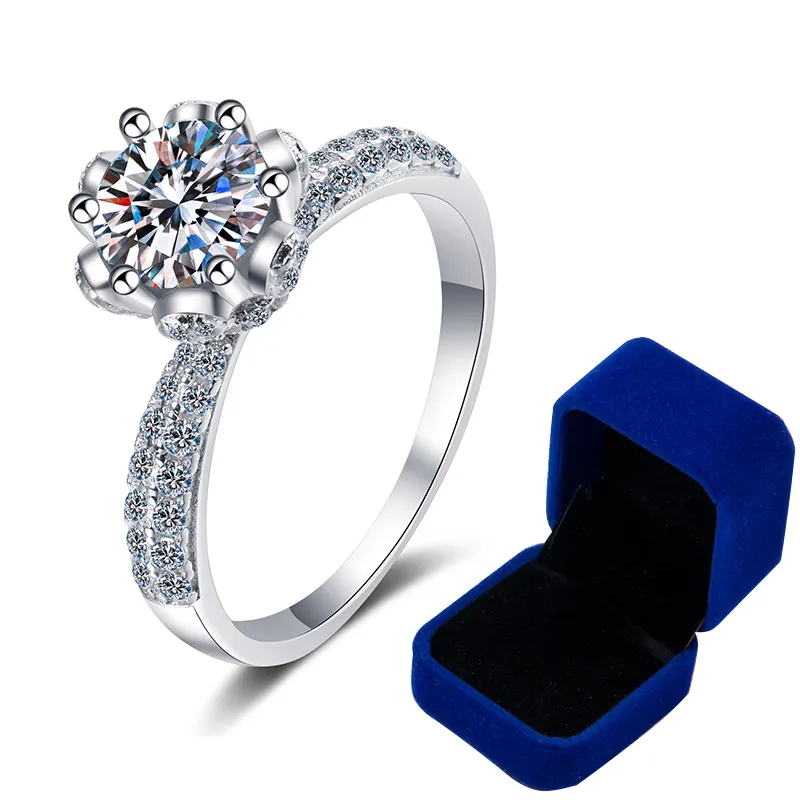 Zackiii certificato 5 carati diamanti anello di fidanzamento Donne 14k anelli da sposa in argento in oro bianco in argento in argento da sposa GRA 220721