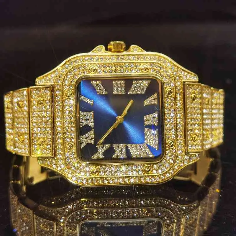 MISSFOX Platz Gold Uhr Männer Weißes Zifferblatt Klassische Diamant Uhr Quarz Gentleman Relgi Relgio Masculino Luxus Mode Hiphop