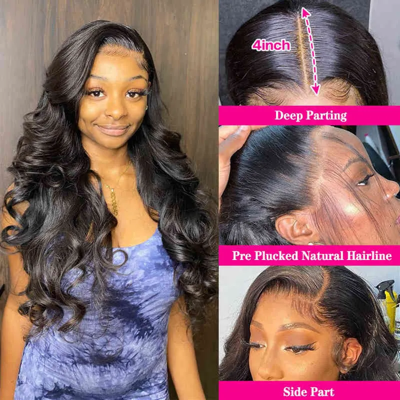 Nxy Hair Wigs 13x4 Body Wave Lace Front Pre Plucked Brazilian for Women Glueless Hd Transparent Water Wavy 30 40 Inch Human 220609