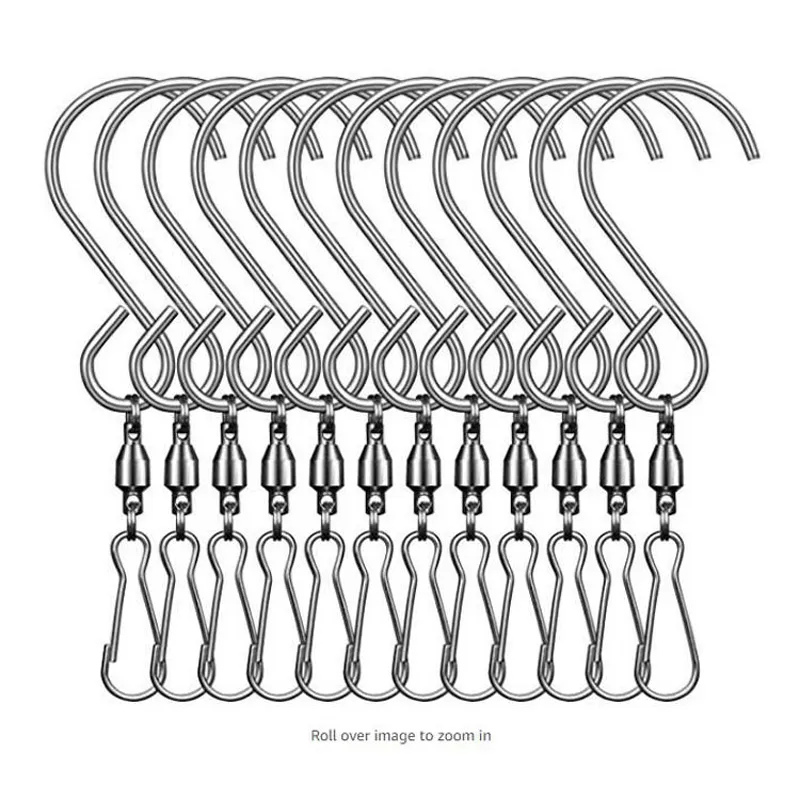 pinces pivotantes en acier inoxydable crochets en forme de S pour carillons éoliens filateurs éoliens cintres muraux rotatifs en gros