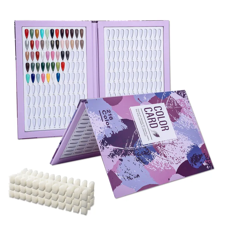 216 kleuren Nagel tips Display Book Diy Nail Art Towlep Shelf Gel Nail Polish Color Card Chart Painting Dedicated Display Board 220726