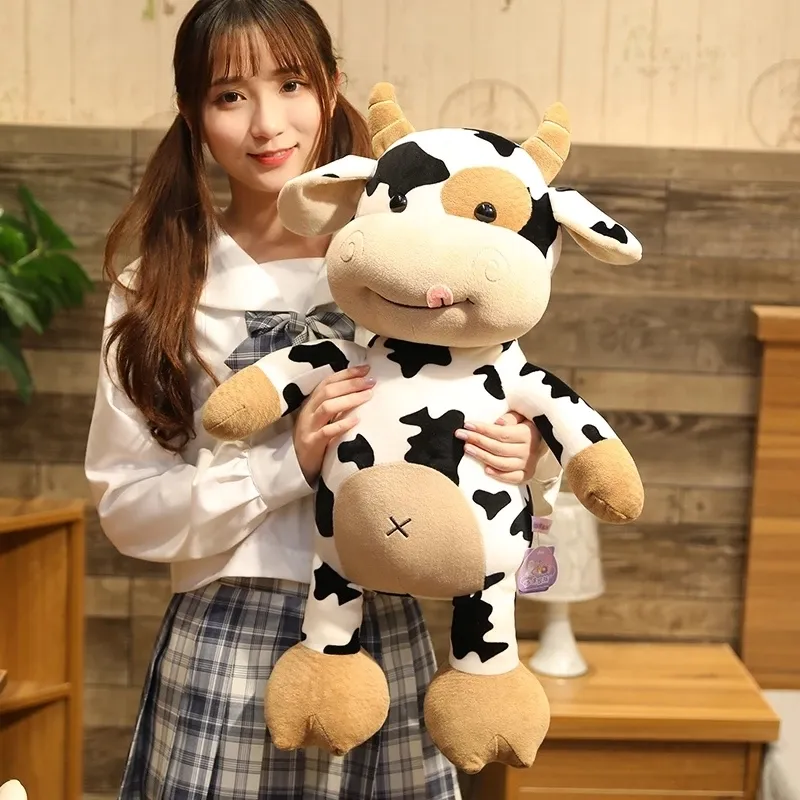 3065cm sevimli sığır peluş oyuncak doldurulmuş kawaii süt inek yumuşak hayvanlar çocuklar için bebek yastığı kızlar güzel doğum günü düğün hediyeleri 220711