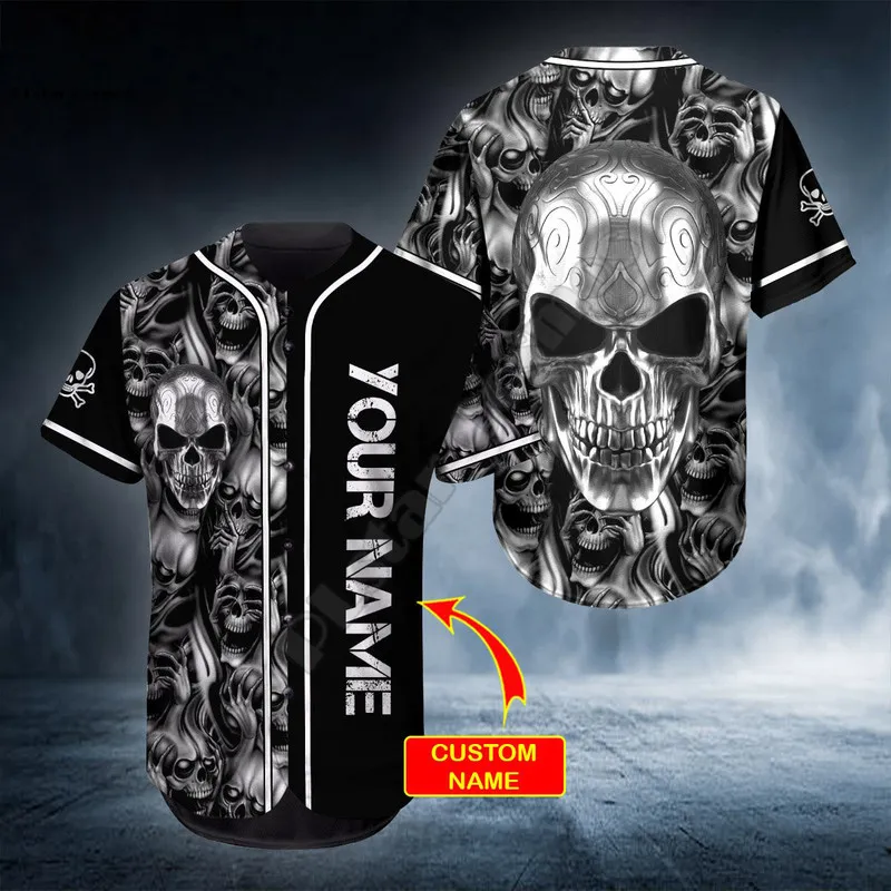 PLstar Cosmos Baseball Jersey Chemise 3d Imprimé Tête Crâne De Sang Personnalisé Votre Nom hip hop Tops Amour Cadeau 220707