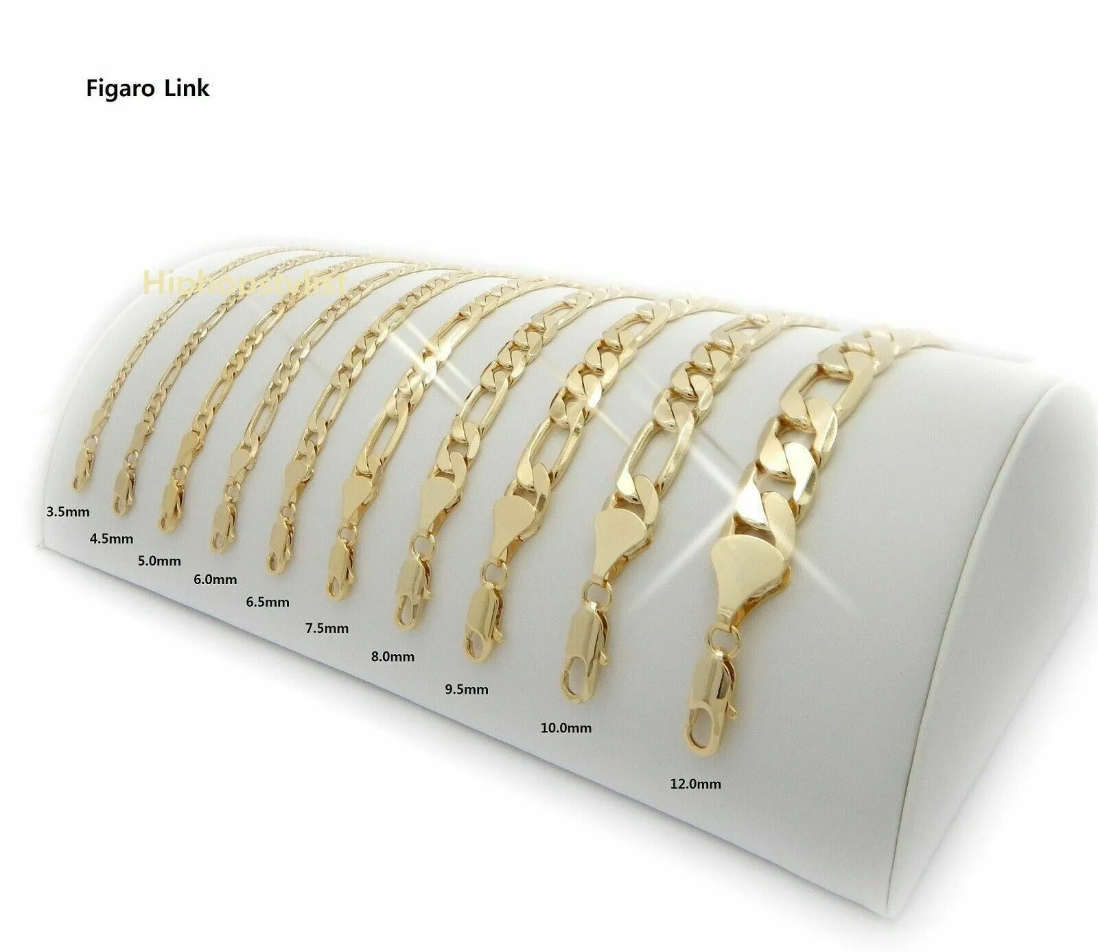 Collana a catena italiana Figaro a maglie in oro massiccio 14k 60 cm da 4 a 6 8 10 mm 12352O