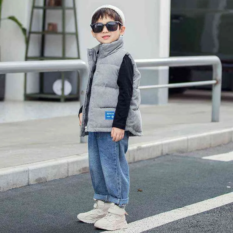 Teen Vest Autumn Children Thicker Warm Corduroy Jacket Baby Kids Outerwear Children Clothes Boys Girls Hooded Jackets Vest J220718