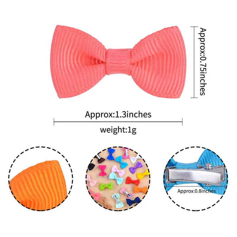 Hair Rubber Bands 1.3Inch Solid Bowknot With Metal Clip Sweet Gift Hairgrips For Girl Children Cute Small Hairpins Kids Hair Accessories AA220323