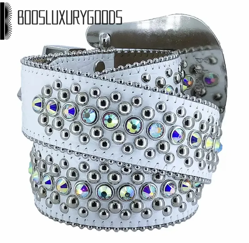 2022 مصمم حزام BB سيمون للأحزمة للرجال النساء اللامع الماس الحزام الأبيض Cintura Uomo Boosluxurygoods201s