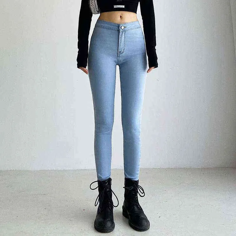 Lente en herfst nieuwe stijl casual vaste kleur lage taille stretch jeans voor vrouwen gewassen dunne skinny jeans voor vrouwen T220728