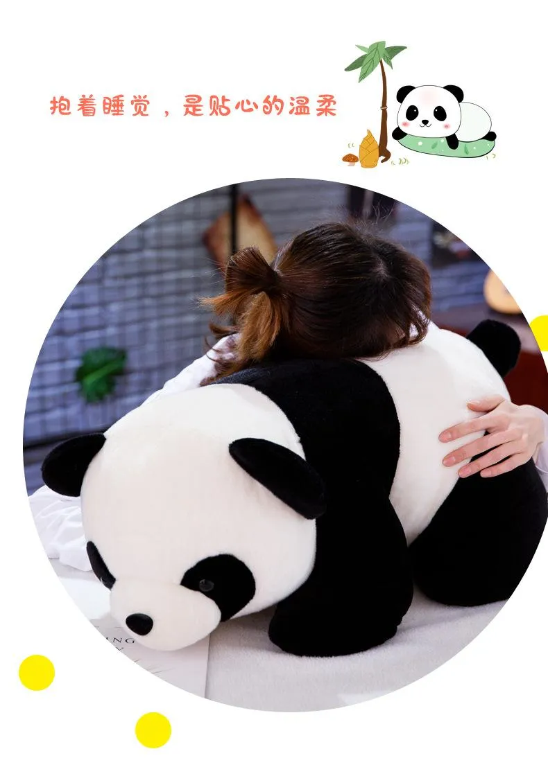 Tamanho 35cm/25cm Ceia macia e pelúcia brinquedo grande panda brinquedos longos estilos longos travesseiros de dormir recheado menino menina presente de aniversário