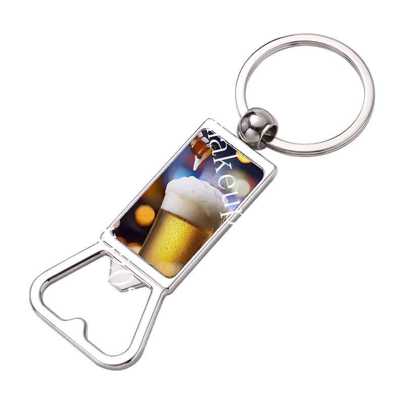 Sublimation Blank Bottle Opener Keychain DIY Heat Transfer Metal Keychain Corkscrew Luggage Decoration Keyring