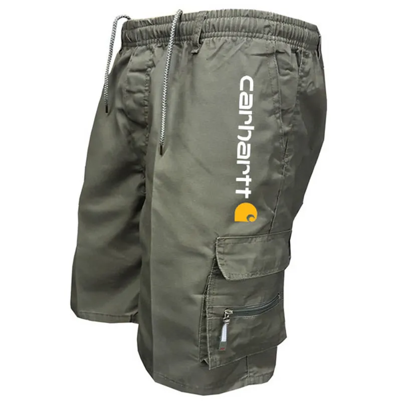 Pantalones Cortos De Hombre hommes été Cargo Shorts droit coton mince respirant genou solide demi poches décontractées pantalon 220608