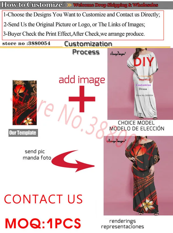 Noisydesigns Red Women Off Rameer Ruffles Bodycon Long Sukienka plus size 4xl Hawaje Polynesian Plumeria Elegancka impreza Prom 220627