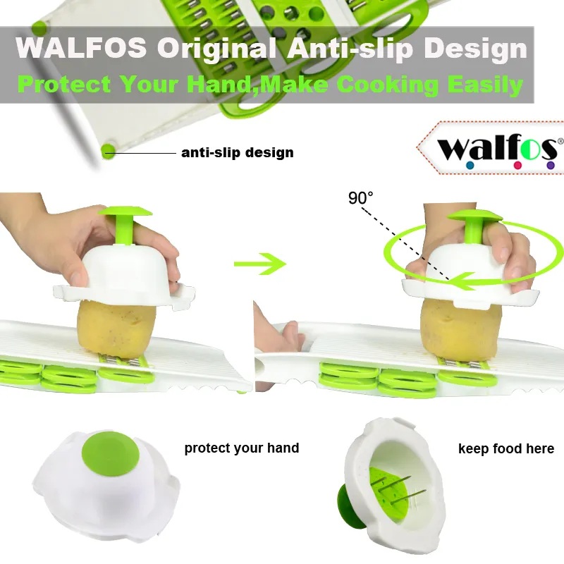 WALFOS Mandoline Peeler Râpe Légumes Cutter Outils avec 5 Lame Carotte Râpe Oignon Légumes Trancheuse Cuisine Accessoires 220423