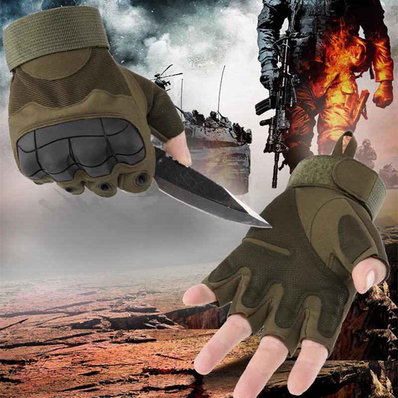Gants sans doigts pour vélo gants tactiques pour hommes tir militaire Paintball Combat dur Knuckle gant 220624