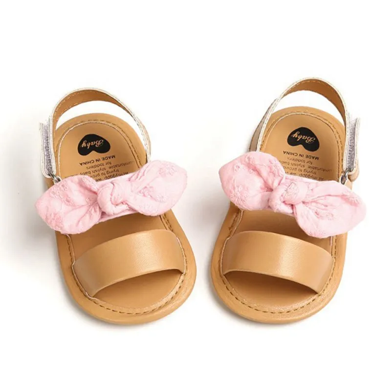 018m moda doğdu kız bebek prenses bebek bowknot yürümeye başlayan çocuk sandaletler pu nonsip ayakkabıları 220714