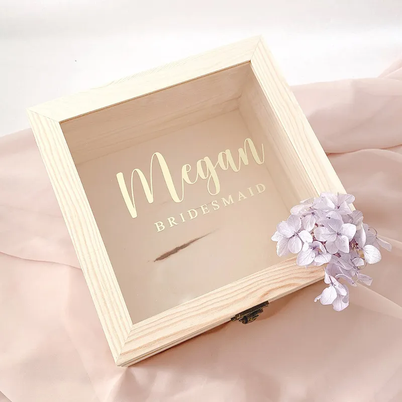 Propuesta de dama de honor de madera de lujo personalizada, boda personalizada con nombre, regalo de cumpleaños, caja de Navidad 220707