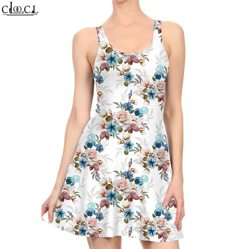 Mulheres vestidos bonitos Crisântemo 3D Mini vestido impresso para moda Feminino Sleevelens Yeelpnion Summer Dress 220616