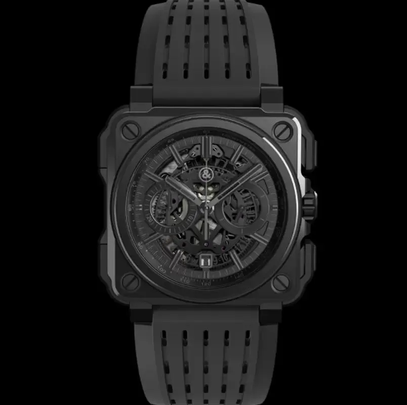 Armbanduhren BR Modell Sport Gummi Armband Quarz Glocke Luxus Multifunktionsuhr Business Edelstahl Mann Ross Armbanduhr M2759