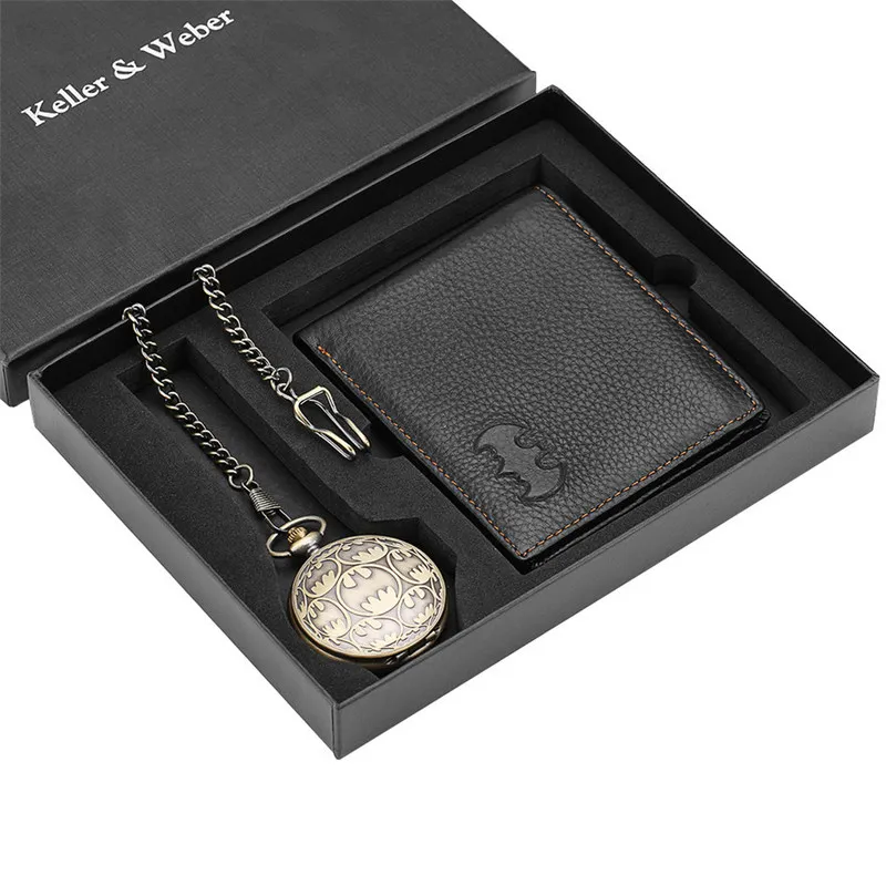 Set box borsetto di orologio tascabile di alto livello vintage uomini il portafoglio clock retrò di Natale regali 220701