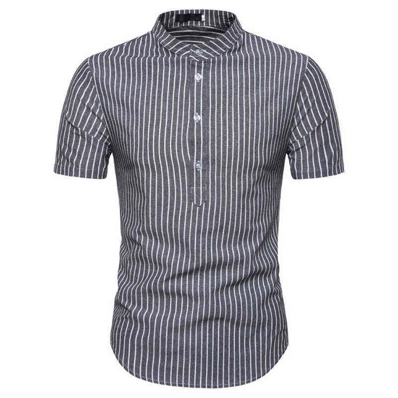 Mode rayé chemise hommes 2022 été nouveau Slim Fit chemise à manches courtes hommes décontracté Streetwear chemises Camisa Social Masculina XXL L220704