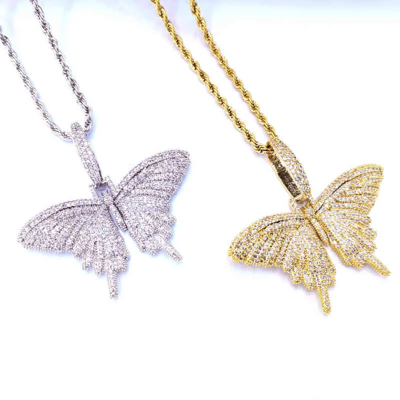 Hot selling copper jewelry couple chain ins simple Korean Butterfly Pendant Light luxury hip hop Necklace