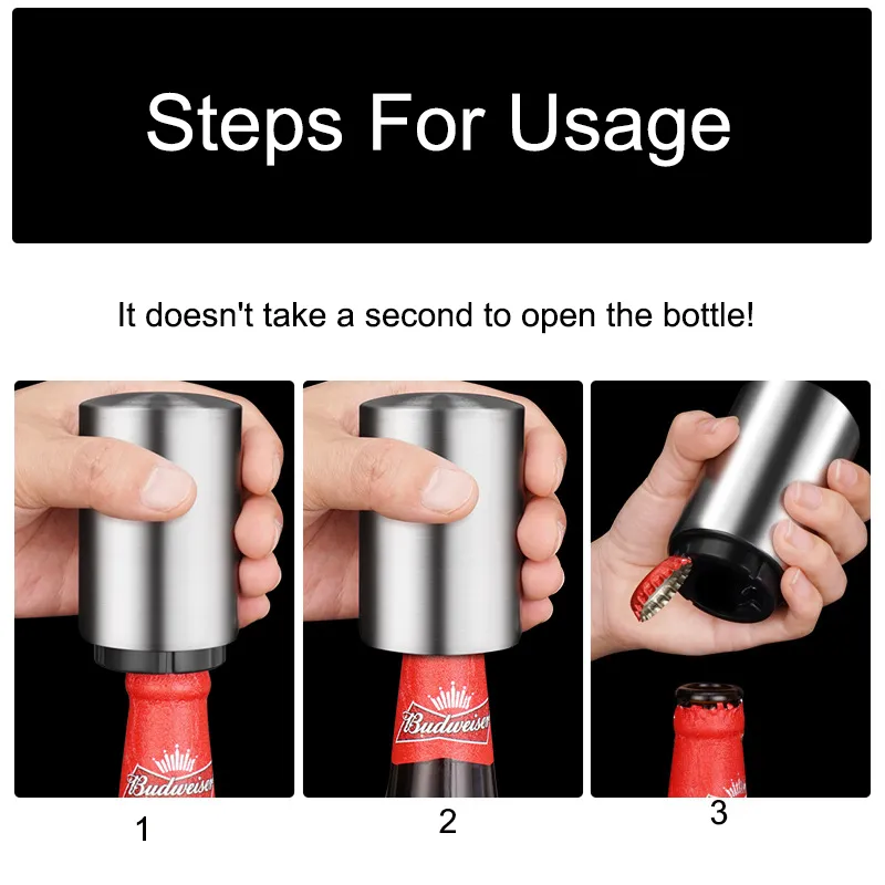Magnetyczne automatyczne otwieracz butelki do butelek ze stali nierdzewnej butelki na napoje otwieracze wina