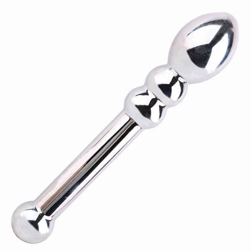 Nxy Anal Toys Long Métal En Acier Inoxydable Double Tête Gode G Spot Baguette Perle Butt Plug Stimulation Masseur De La Prostate Vaginal Femelle Sextoy 220420