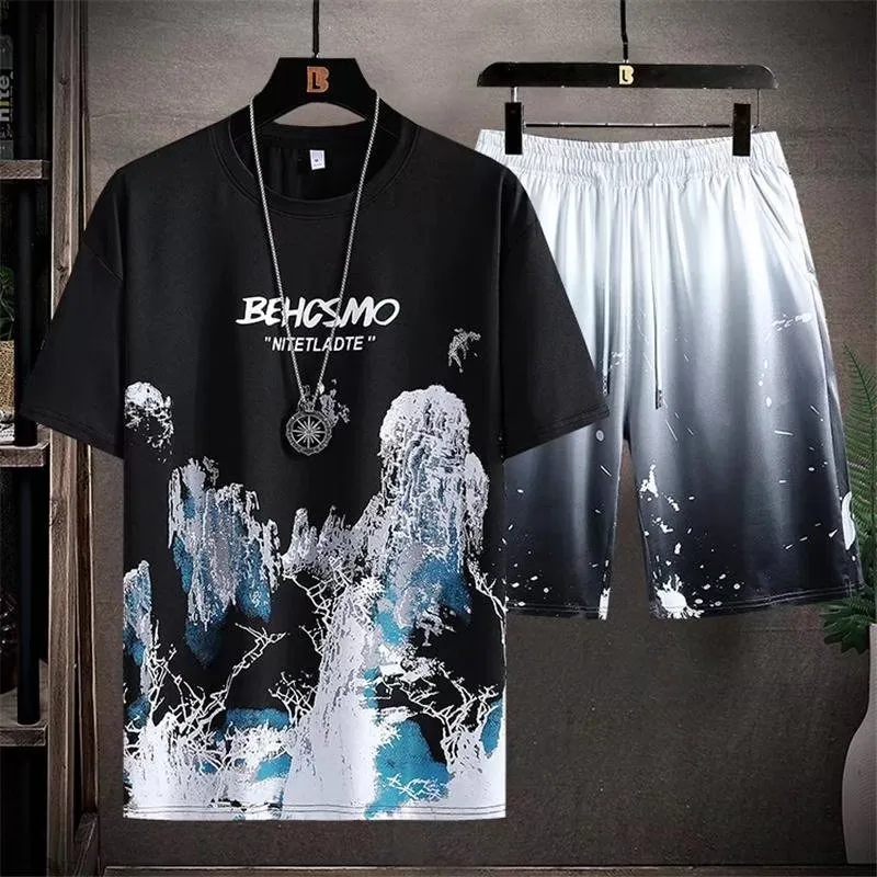 Letnie zestawy męskie 2 -częściowe ubrania streetwear Hip Hop Print Ubranie Mężczyzn Set Set Suit Suit Men Mężczyznę 220609