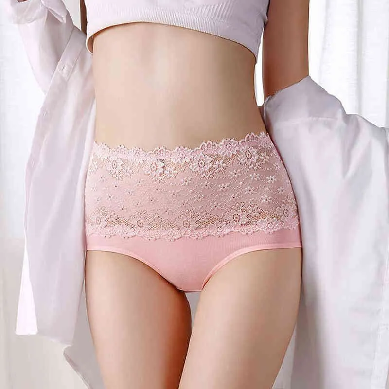 Sous-vêtements en pur coton pour femmes, slip en dentelle sexy, taille haute, confortable, amincissant, grande taille XXL pour 80kg de poids, L220802