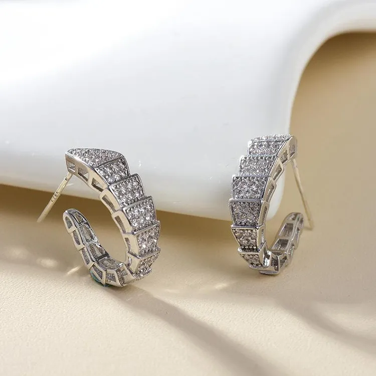 Choucong Stud Earrings Luxury Jewelry Ins Top Sell 925 Sterling Silver Pave White Sapphire CZ Diamond Gemstones Eternity Snake Wom263Y