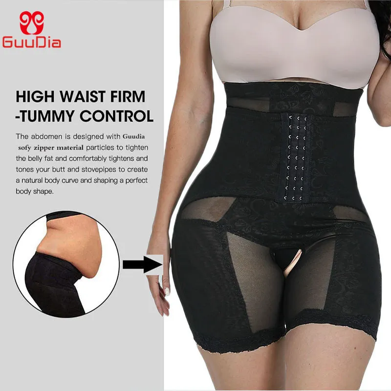 GUUDIA High Waist Shapewear Power Shorts Compression High Waisted Body Shaper Panties Shapewear Women Tummy Control High-Waisted 220513