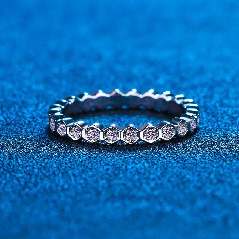Anel de noivado de prata esterlina 25mm, configuração de moldura, hexágono de diamante, aliança de casamento completa para mulheres, joias de presente 2208132032962