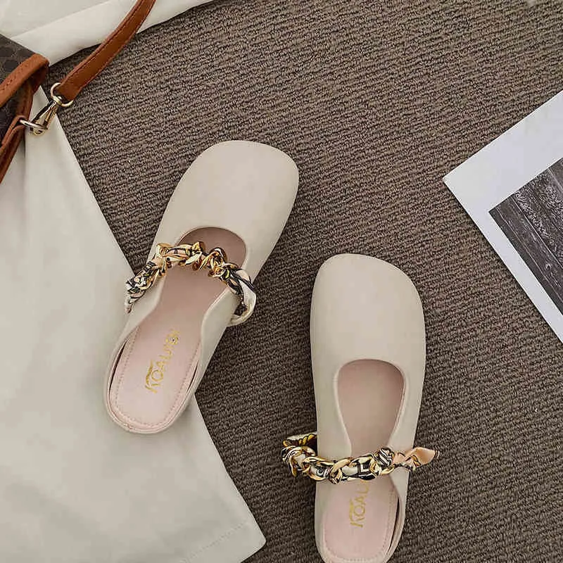 Slippers Female Super Hot Pring Korean Fashion French Temperament Retro Outer Wear Soft Bottom Toe Flat with Women 220516