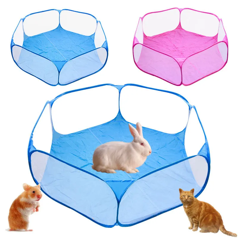 Bärbar liten husdjursbur transparent igelkott hamster tält lekpen vikbar gård staket för hund katt kanin marsvin 220510