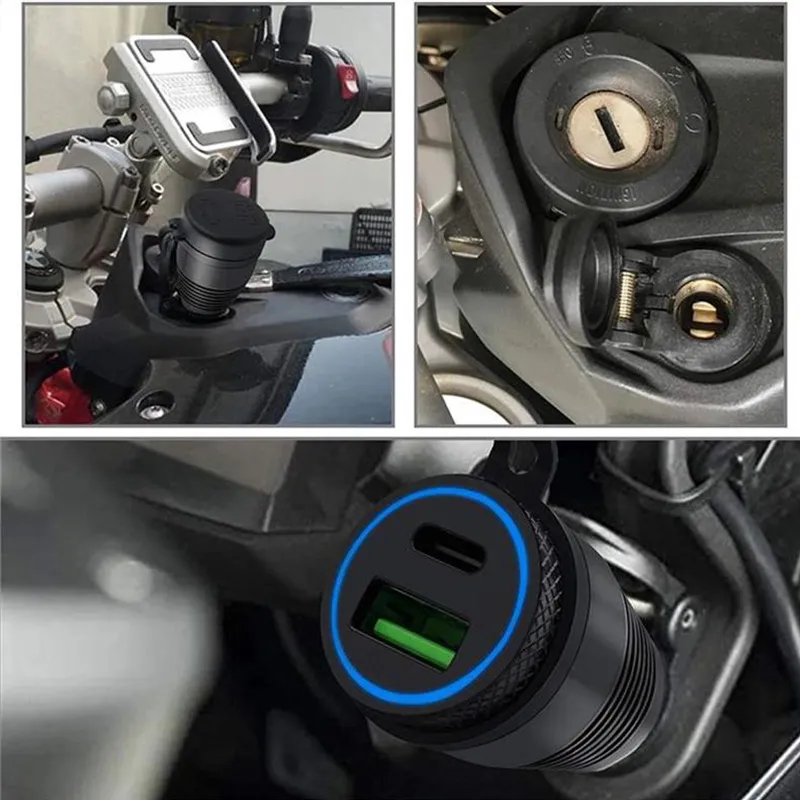 30W Alüminyum USB Şarj Cihazı PD Tip-C QC 3.0 Hızlı Şarj Cihazı Adaptörü DIN Fiş Soketi için Su Geçirmez Fortriumph Motosiklet