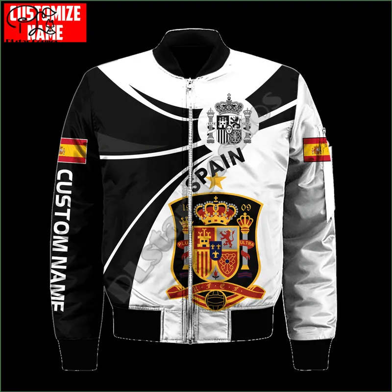 PLSTAR COSMOS Spain National Emblem and Flag 3D Printed Men Jacket Jacket Hip Hop Usisex Casual Windbreaker Drop S22 220708