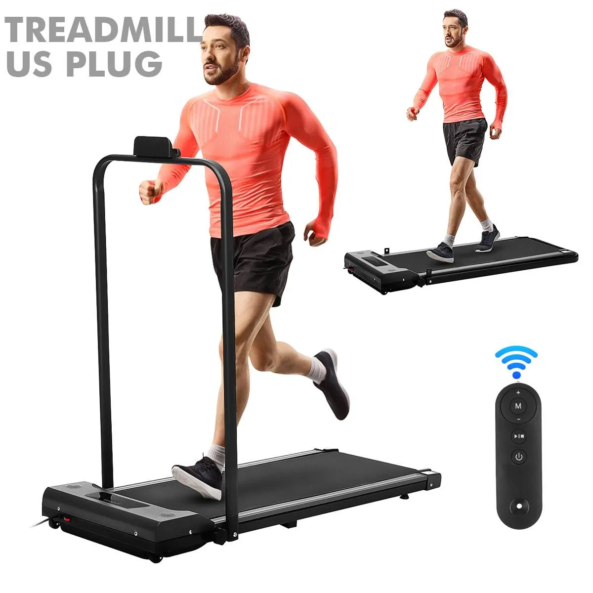 10km / h Elektrisk motoriserad löpband 2-i-1 Folding Running Machine Walking Pad Hem Office TreadMills Fitness Utrustning US-kontakt