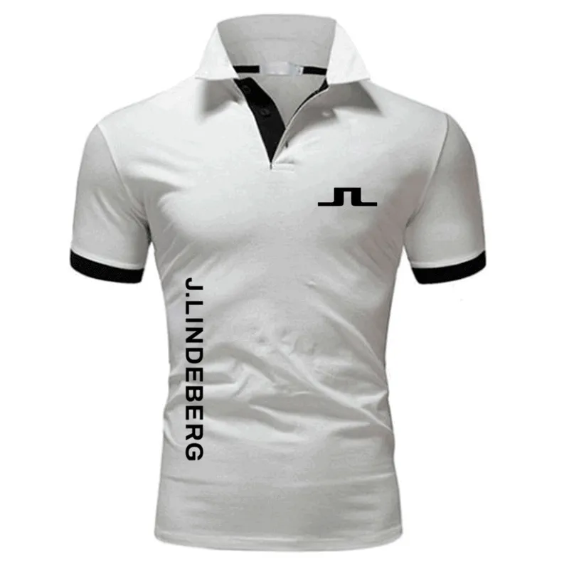 J Lindeberg Golf Print katoenpolo shirts voor mannen Casual Solid Color Slim Fit Mens Polos Summer Fashion Brand Men Clothing 220527