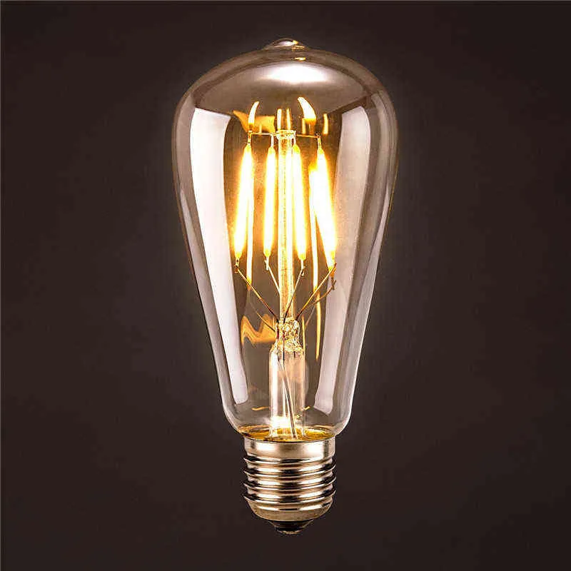 Pembe Mavi Yeşil Kırmızı Sıcak Renk ST64 4W LED Filament Açık Kobu Edison Retro Ampuller Ev Bar Ampoule Lampara 220V H220428