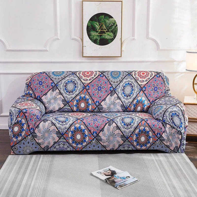 Bohême Spandex housse de canapé motif Mandala couvre serviette salon meubles de protection fauteuil canapés 220615