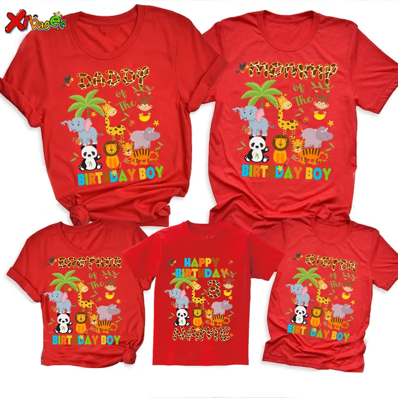Зоопарк на день рождения футболки Семейство, соответствующая одежде, детская рубашка, 3 -летняя вечеринка, футболка, одежда детская одежда, наряд на заказ 220531